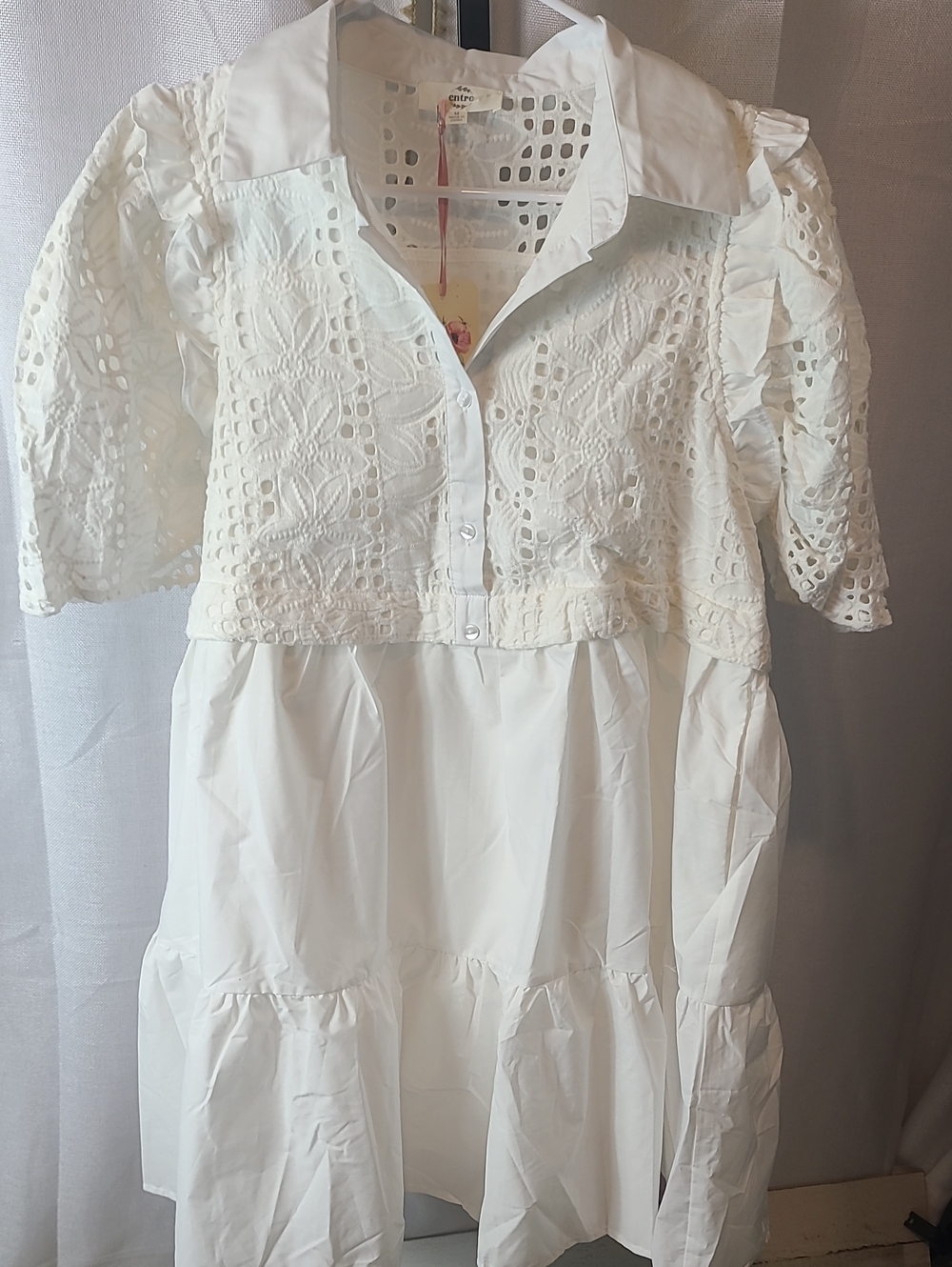 Entro babydoll dress Crocheted top New With Tags Size Med.  Boho